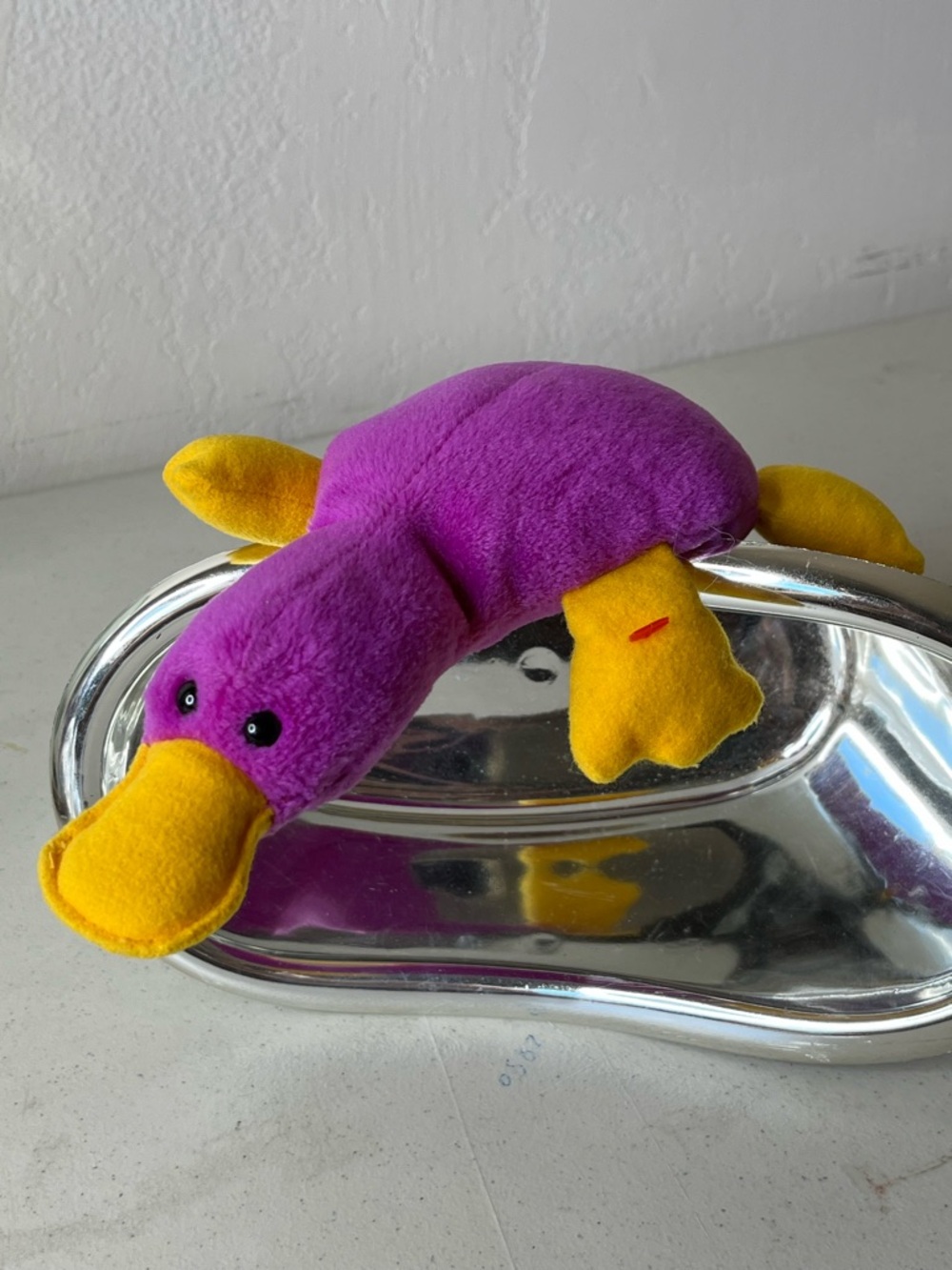 Ty PATTI THE PLATYPUS Purple and Yellow Plush 1993 PVC